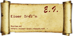 Eiser Irén névjegykártya